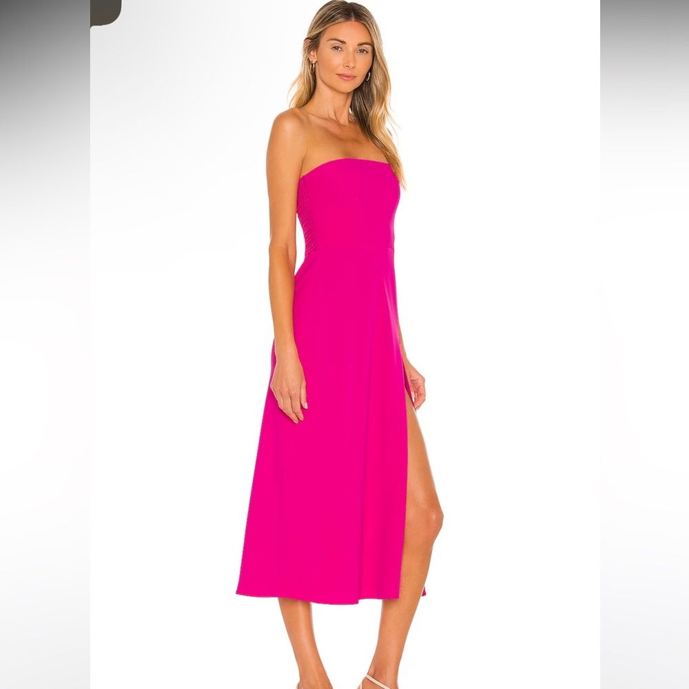 Amanda Uprichard Dress Women XL Pink Mandy Midi Sheath Strapless Event Formal - Picture 4 of 7